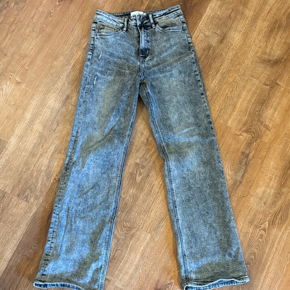 High-Rise Straight Leg Acid Wash Jeans - Vintage Black Vervet by Flying Monkey